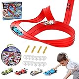 KBIBCK Geschwindigkeitsstrecke Rennstrecke, 4M Rennbahn Kinder, Aufrollbare Rennstrecke für Kinder,...