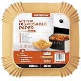PORTENTUM Backpapier für Heißluftfritteuse 100 Stück BPA-frei, 20-24 cm, Airfryer Backpapier...