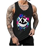 KOG Tank Top Herren Sport Tanktop Sommer Muskelshirts Ärmelloses Tee Grafik Kleidung Gym Baumwolle...