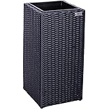 STILISTA® Poly-Rattan Blumentopf 63x30x30 cm inkl. Innentopf und Wasserablauf, in 4...