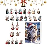 Adventskalender 2025 | Countdown-Kalender mit 2D-Katzenfiguren aus Acryl für Kinder – schöner...