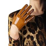 DooWay Kurze Lederhandschuhe für Damen, Wet-Optik, Handfläche, Lentgh, Kunstlack, PU,...