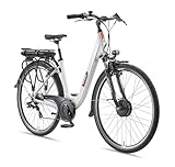 TELEFUNKEN E-Bike Damen 28 Zoll, Elektrofahrrad Frontmotor, 7-Gang Kettenschaltung, V-Bremsen -...