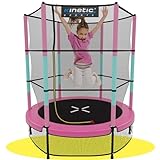 KINETIC SPORTS Kinder Trampolin Jumper 140 cm - Inklusive Gummiseil Federung, Sicherheitsnetz mit...