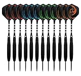 KOHMUI Dartpfeile, 12 Stück Steel Darts Pfeile Set, 23 Gramm Profi Steeldarts mit Metallspitze,...