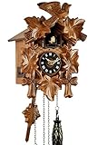 Eble Kuckucksuhr Kuckuckuhr Echtholz NEU batteriebetriebenes Quartzwerk Musik Kuckuckruf Fünflaub...