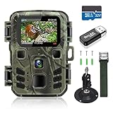 Mini Wildkamera 20MP 1080P HD Wildtierkamera 850nm IR LEDs Wildkamera mit Nachtsicht Bewegungsmelder...