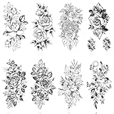 8PCS Temporäre Tattoos, Blumentattoos, Sexy Tattoos für Frauen, Blumentattoos für Armtattoos,...