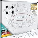 Whiteboard Magnettafel 90 x 59 cm, Schreibtafel Magnetisch & Abwischbar mit Stiftablage & 4...