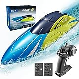 4DRC Ferngesteuertes Boot mit LED-Licht, RC Boot 20+ KM/H, 2,4-GHz Rennboote, 2 Batterien für 30...