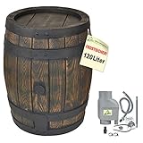 Regentonne Eichenfass 120l Regenfass Wasserfass Regenwassertonne Wassertonne Gartenfass für...