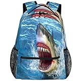 3D Ocean Shark Schulrucksack für Mädchen Jungen, Meerestier-Reiserucksack, Büchertasche,...