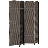 HOMCOM Paravent 4-teilig 160 x 170 cm Raumteiler Faltbar Trennwand aus Bambus, Sichtschutz...