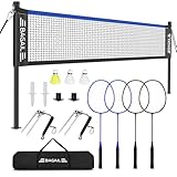 BAGAIL Professionelles Badmintonnetz-Set, TurnierschANDARD 6,1m x 1,55m, Allwettertauglich PE-Netz,...