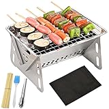 Mini Grill Kohle Set, Grill Klappgrill Campinggrill 20 * 18 * 11 cm, Barbecue Tragbarer BBQ Kohle...