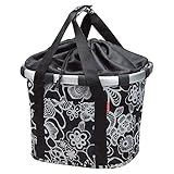 KlickFix Unisex Fahrrad-klappkorb Reisenthel Bikebasket Lenkerkorb, Fleur Schwarz, 26 x 35 28 cm EU
