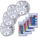 Hitopin Unterwasser Licht mit Fernbedienung, 4 Stück LED Poolbeleuchtung, Pool Beleuchtung...