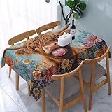 Boltpack Tischdecke, Motiv: Hochlandkuh, dekorativ, für Abendessen, Party, Picknick, drinnen und...