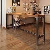 Massivholz Bartisch Thekenhöhe Stehtisch mit verstärktem Gestell für Küche Frühstücksecke...