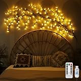 Ciskotu Lichterkette Willow Vine, 8 Modes USB Weidenrebe Baum Lichter mit Fernbedienung|Timer, 144...