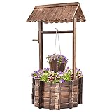 DREAMADE Holzbrunnen mit Dach, Dekobrunnen aus Tannenholz, 115 x 60 x 76 cm, Wunschbrunnen,...