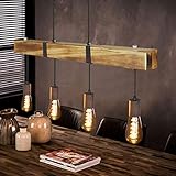 GBLY Vintage Pendelleuchte Holz Esstischlampe Retro Hängeleuchte mit 80CM Holzbalken 4 x E27 max....