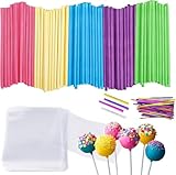 aghoer Cake Pop Stiel, 300 Stück 15 cm Bunt pop sticks, Zur Herstellung Von Kuchenlutschern,...