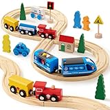 Atoylink Holzeisenbahn Zug Elektrische, Eisenbahn Elektrische Lok Kinder mit Holzschienen Zug...