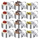 JOLIGAEA 12 Stücke Dessertringe, Mini-Kuchenring Formen Edelstahl Runde Mousse-Ring-Set 8cm...