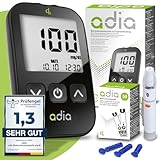 adia Blutzuckermessgerät (mg) mit 60 Blutzuckerteststreifen, 10 Lanzetten, 1 Stechhilfe, 1 Etui,...