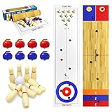 4 in 1 Tabletop Brettspiel Set, Shuffleboard Tabelletop Spiele,Shuffleboard Bowling Curling Cornhole...