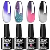 Croitout Gel Nagellack Set, UV Farbwechsel Gel Nagellack Set, Thermo Shellac Gellack Kit, Mehrfarbig...