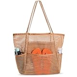 Haiane Strandtasche XXL Familie, Netztasche Einkaufstasche Mit Reißverschluss Innentasche, Faltbare...