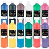 Malverk Junior - Gouache Farben Set 12 x 1 Liter - Schul-Temperafarben für Kinder, auf Wasserbasis,...