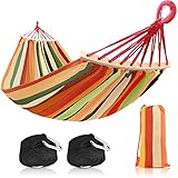 Hängematte 200 x 150cm, Camping Hangematte mit Schwebebalken, Extra große Segeltuch Hängematte...