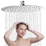 Regendusche Runden 12 Zoll, 304 Edelstahl Duschkopf Regendusche, Wassersparend Regenduschkopf mit 90...
