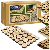 MODO24 Gehweg Gartenweg aus Holz, 8 Module, Gartentritt, Trittplatten, Holzscheibe, Holzscheiben,...