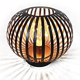 HAB & GUT LED Windlicht Kupfer L236- Kugel Deko Lampe Metall Tischlampe gestreift Batterie...