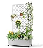 Hapihom Blumenkasten mit Sichtschutz, 120x40x180cm Pflanzkasten mit Rankgitter, Drainagelöchern &...