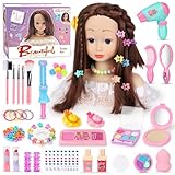 LumenVela Frisierkopf Kinder Set, 66 Stück Schminkkopf für Mädchen Waschbar, Puppenkopf Zum...