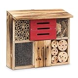 Relaxdays Insektenhotel gebrannt HBT 29 x 33 x 13,5 cm Bienenhotel aus Naturmaterialien als...