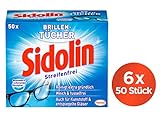 Sidolin feuchte Reinigungstücher für Brillen, Displays, Bildschirme 6er Pack (6 x 50 Stück)