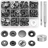 Amentalove 260 Stück Druckknöpfe Set,Druckknöpfe Ohne Nähen,Druckknopf Metall,15mm Edelstahl...