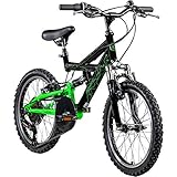 Galano Kinderfahrrad MTB 18 Zoll Fully FS180 Fahrrad Full Suspension ab 5 Jahre (schwarz/grün, 28...