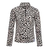 Emski Damen Skipullover Leopardenmuster - Langärmliger Pullover mit Viertelreißverschluss -...