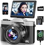 Digitalkamera, 4K 64MP Autofokus Kamera Fotokamera Mit WLAN, 3' 180° Klappbarer Bildschirm Digital...