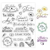 BETESSIN Silikon Stempel Sprüche Deutsch Klare Stempel Glückwunsch Stempelmotive Clear Stamps zum...