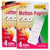 inseko 80 x Mottenpapier I Mottenschutz für Kleiderschrank gegen Kleidermotten I 4 Streifen á 10...