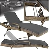 tectake® Polyrattan Sonnenliege, Gartenliege mit 5-Fach Verstellbarer Rückenlehne, wetterfest,...