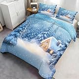 Winterbettwäsche für King-Size-Bett, Bauernhaus-Kabinendecke, King-Size-Größe, Waldlandschaft,...